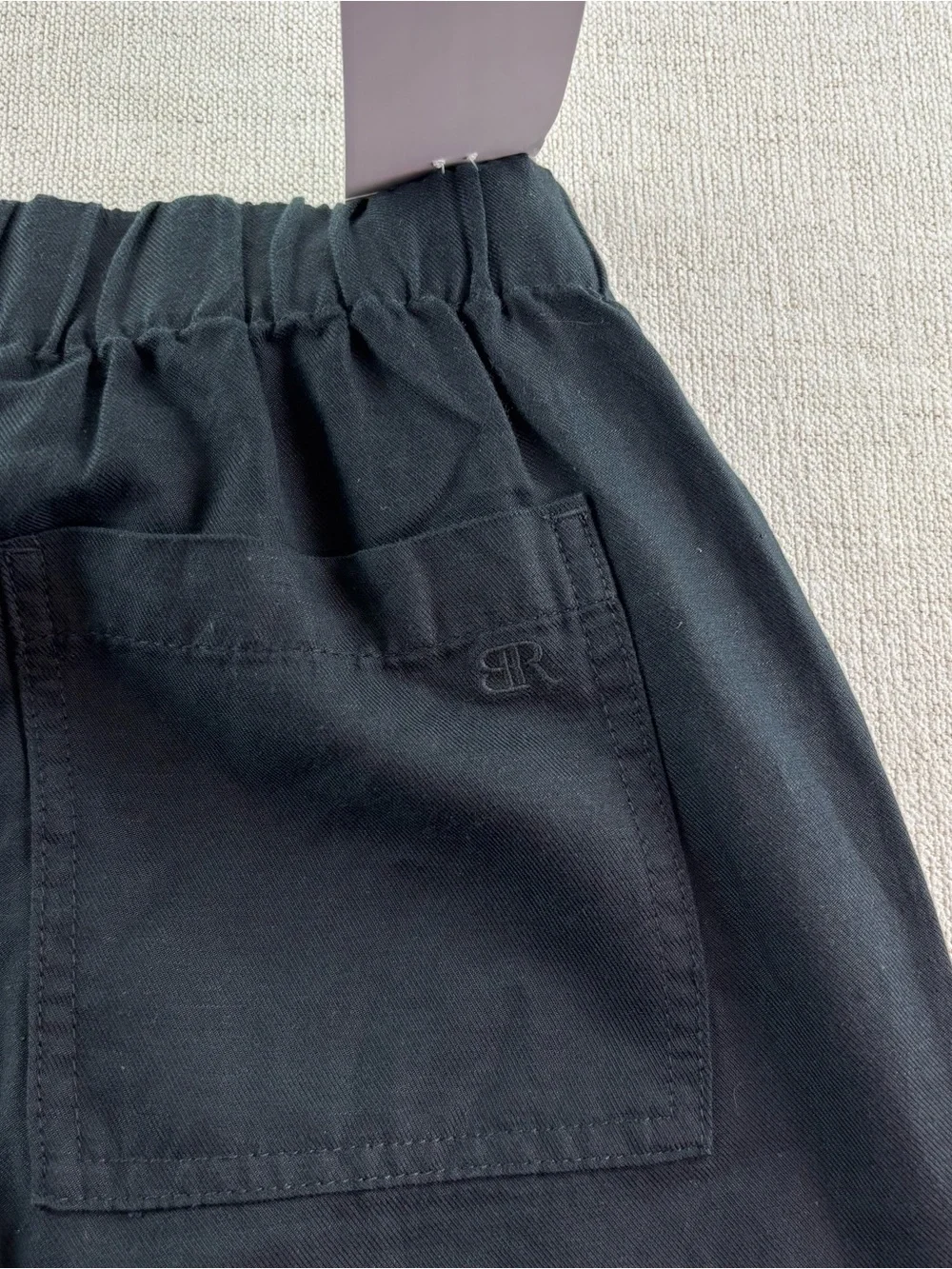 Banana Republic New women S linen blend tapered crop pants black elastic waist